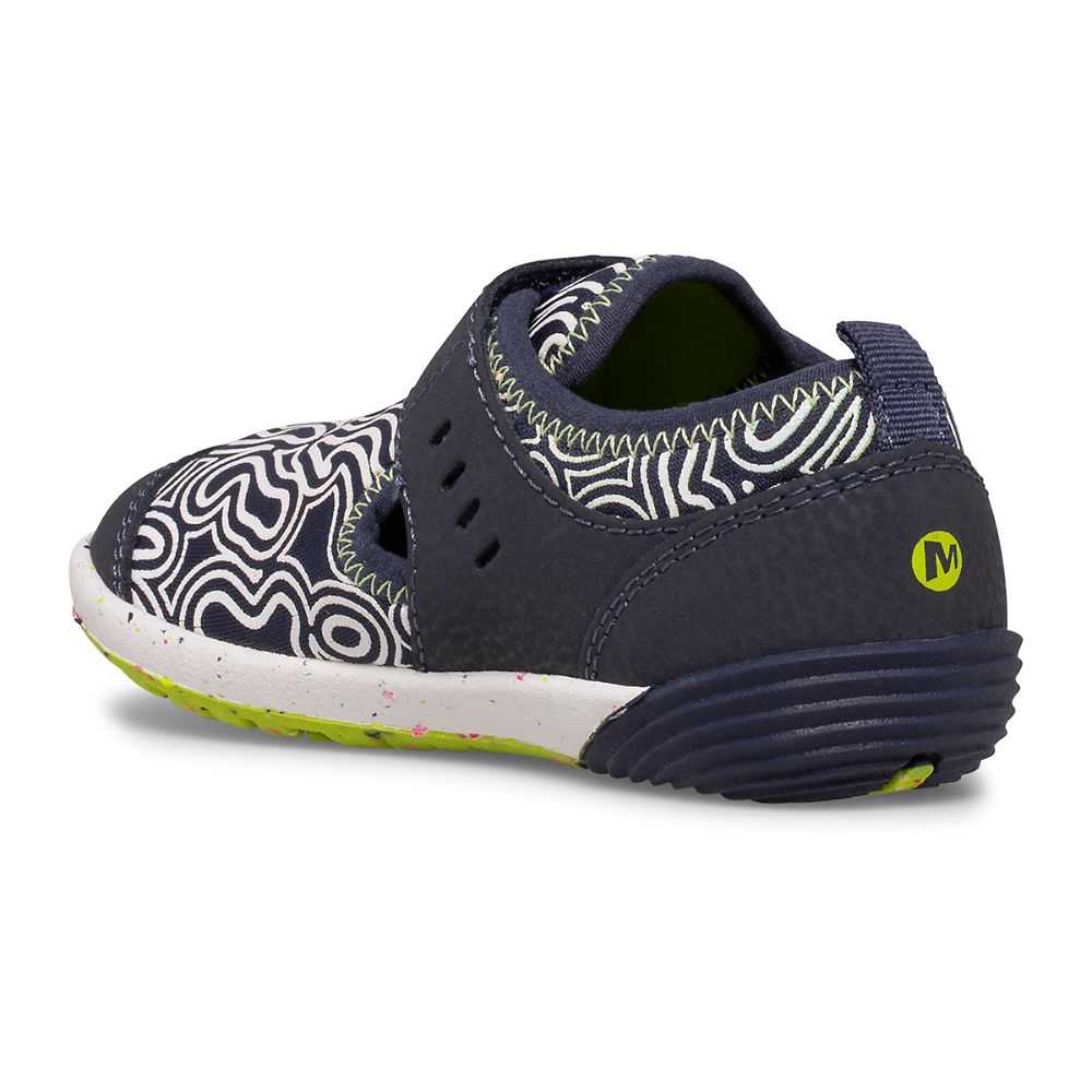 Boys' Merrell Bare Steps® H2O Slip On Shoes Navy/Light Green | Israel-641982