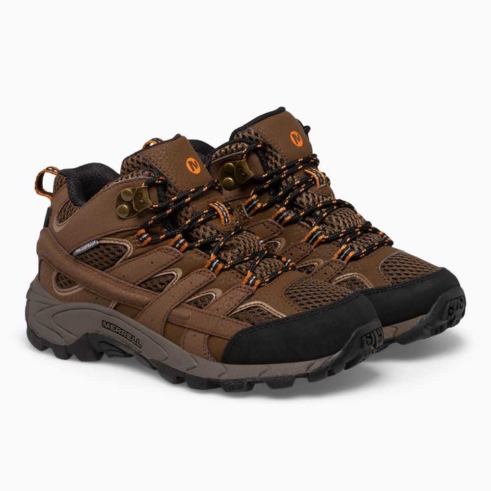 Boys' Merrell Moab 2 Mid Waterproof Hiking Boots Brown | Israel-081923