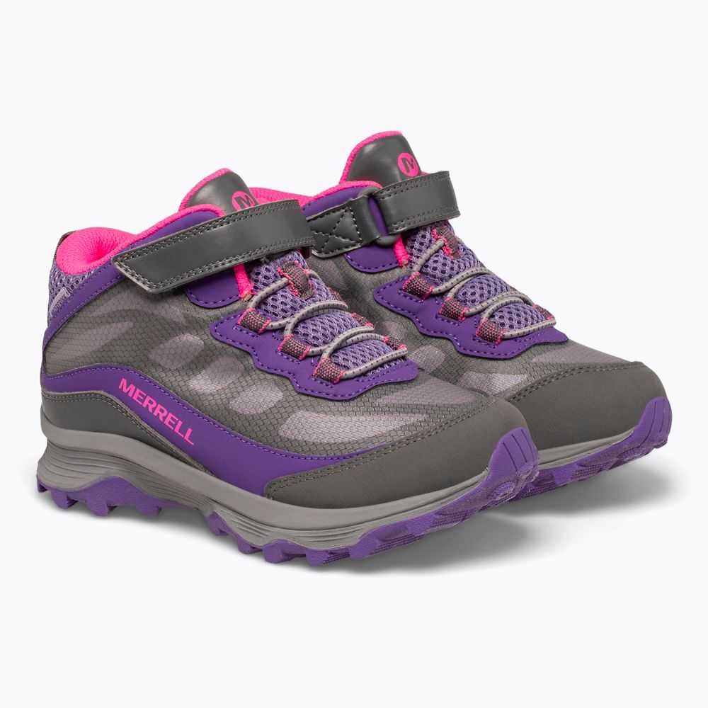 Boys' Merrell Moab Speed Mid A/C Waterproof Waterproof Boots Grey/Pink/Purple | Israel-208697