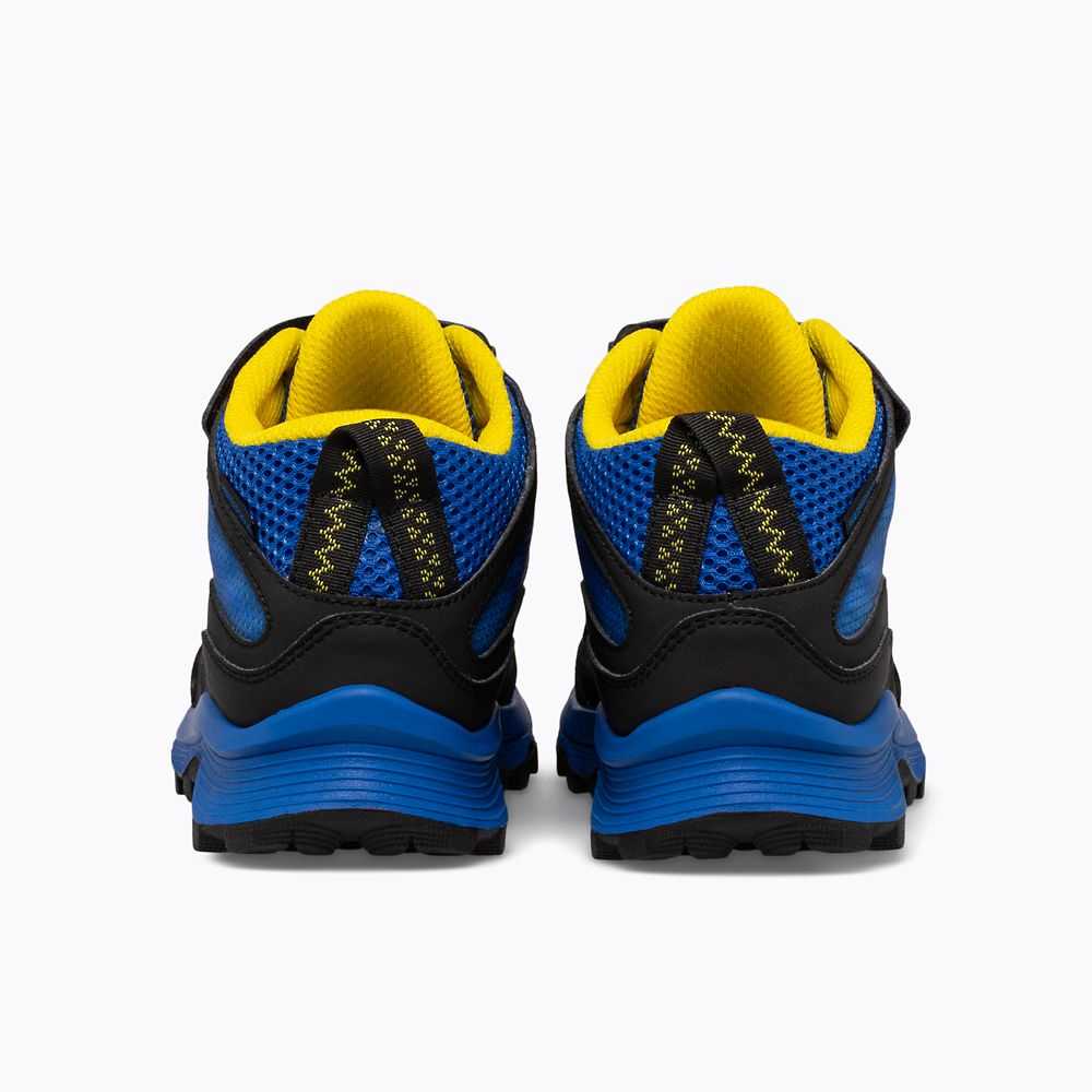 Boys' Merrell Moab Speed Mid A/C Waterproof Waterproof Boots Black/Royal/Yellow | Israel-791384