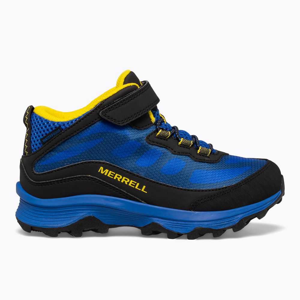 Boys\' Merrell Moab Speed Mid A/C Waterproof Waterproof Boots Black/Royal/Yellow | Israel-791384