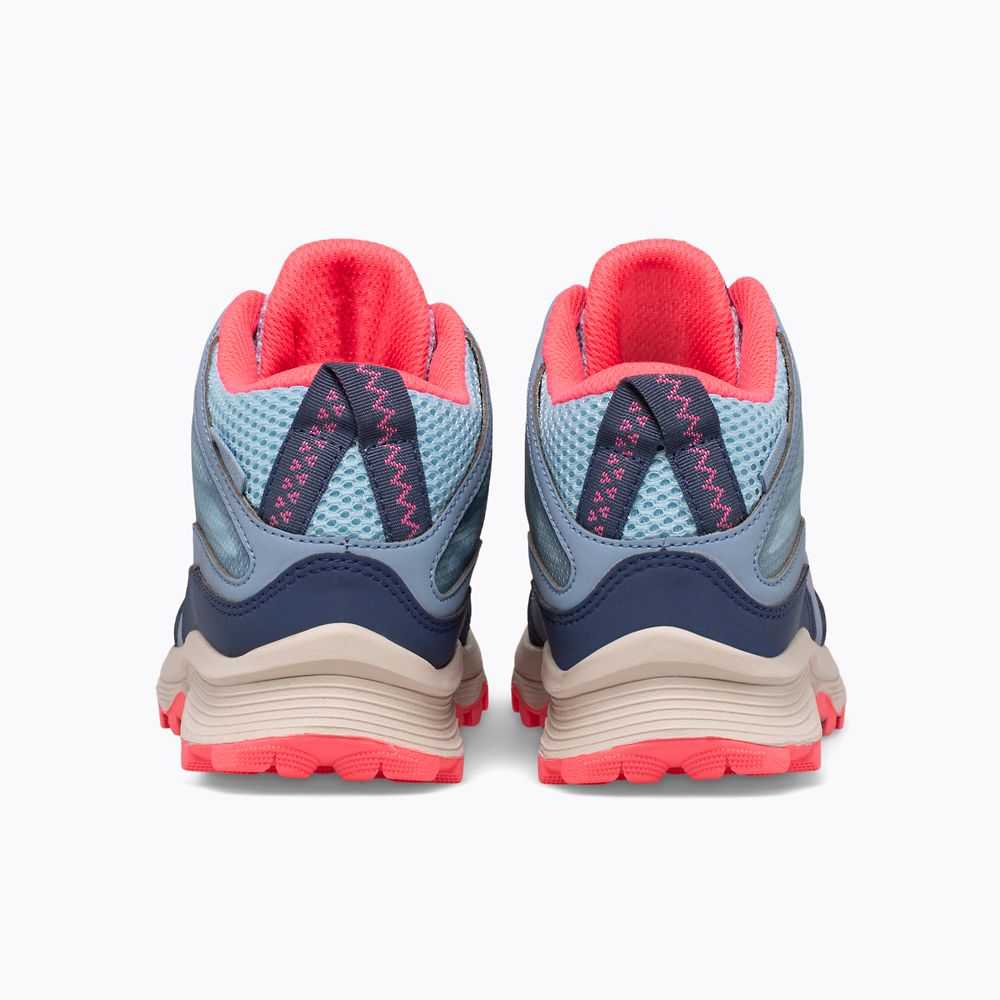 Boys' Merrell Moab Speed Mid Waterproof Sneakers Blue/Coral | Israel-069473