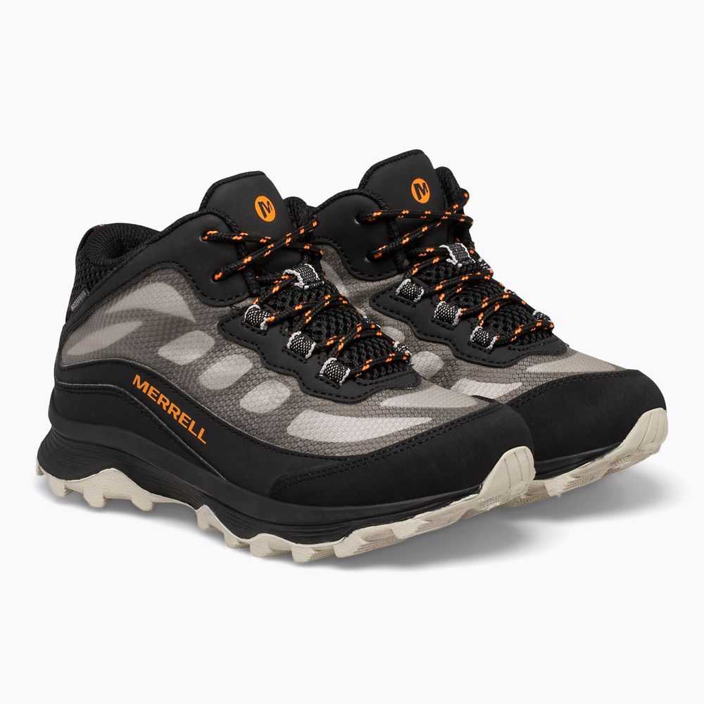 Boys' Merrell Moab Speed Mid Waterproof Waterproof Boots Black | Israel-217934