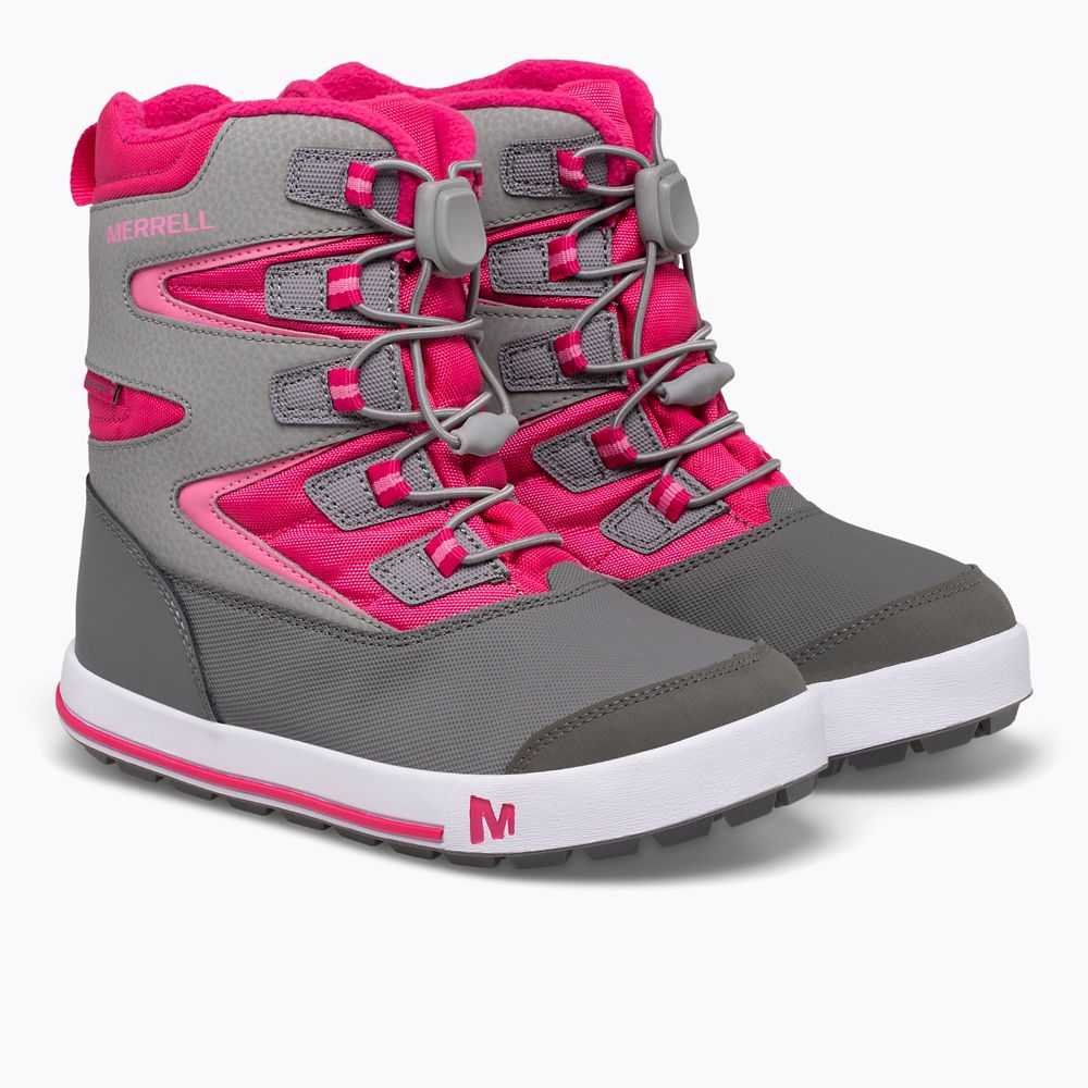 Boys' Merrell Snow Bank 3.0 Snow Boots Grey/Fuchsia | Israel-1906387