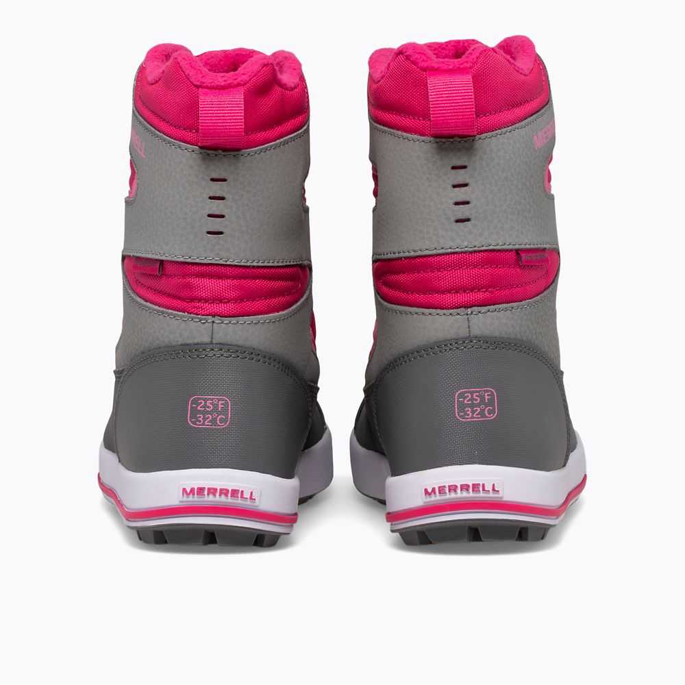 Boys' Merrell Snow Bank 3.0 Snow Boots Grey/Fuchsia | Israel-1906387