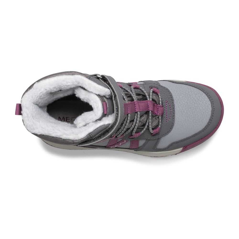 Boys' Merrell Snow Crush 2.0 Waterproof Boots Grey/Fuchsia | Israel-7206834