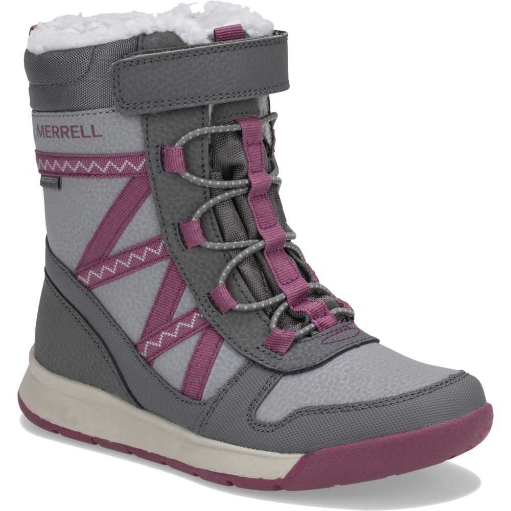 Boys' Merrell Snow Crush 2.0 Waterproof Boots Grey/Fuchsia | Israel-7206834