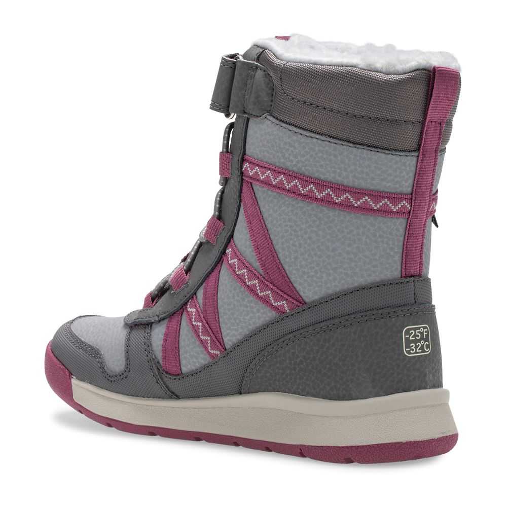 Boys' Merrell Snow Crush 2.0 Waterproof Boots Grey/Fuchsia | Israel-7206834