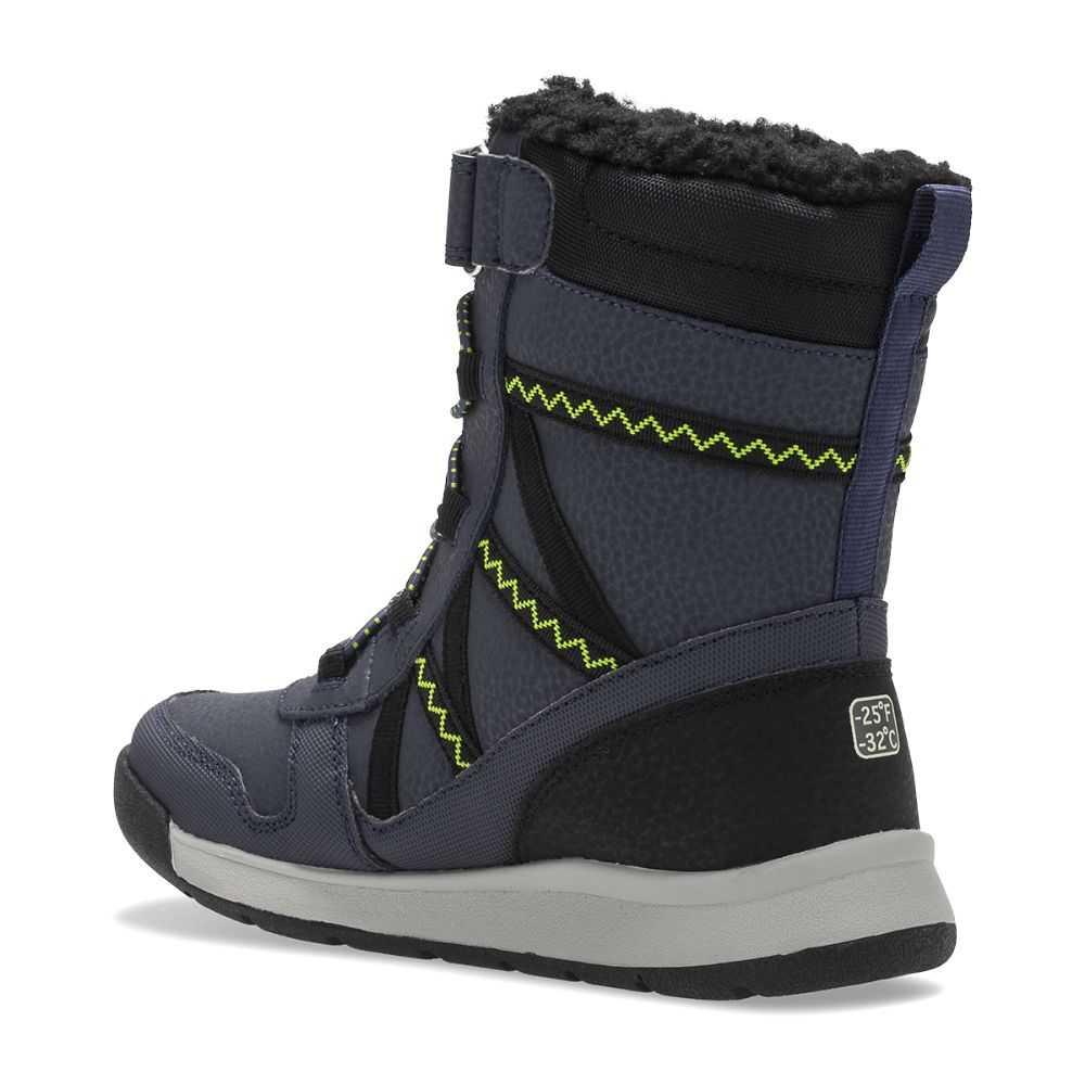 Boys' Merrell Snow Crush 2.0 Waterproof Boots Navy/Light Green | Israel-826103