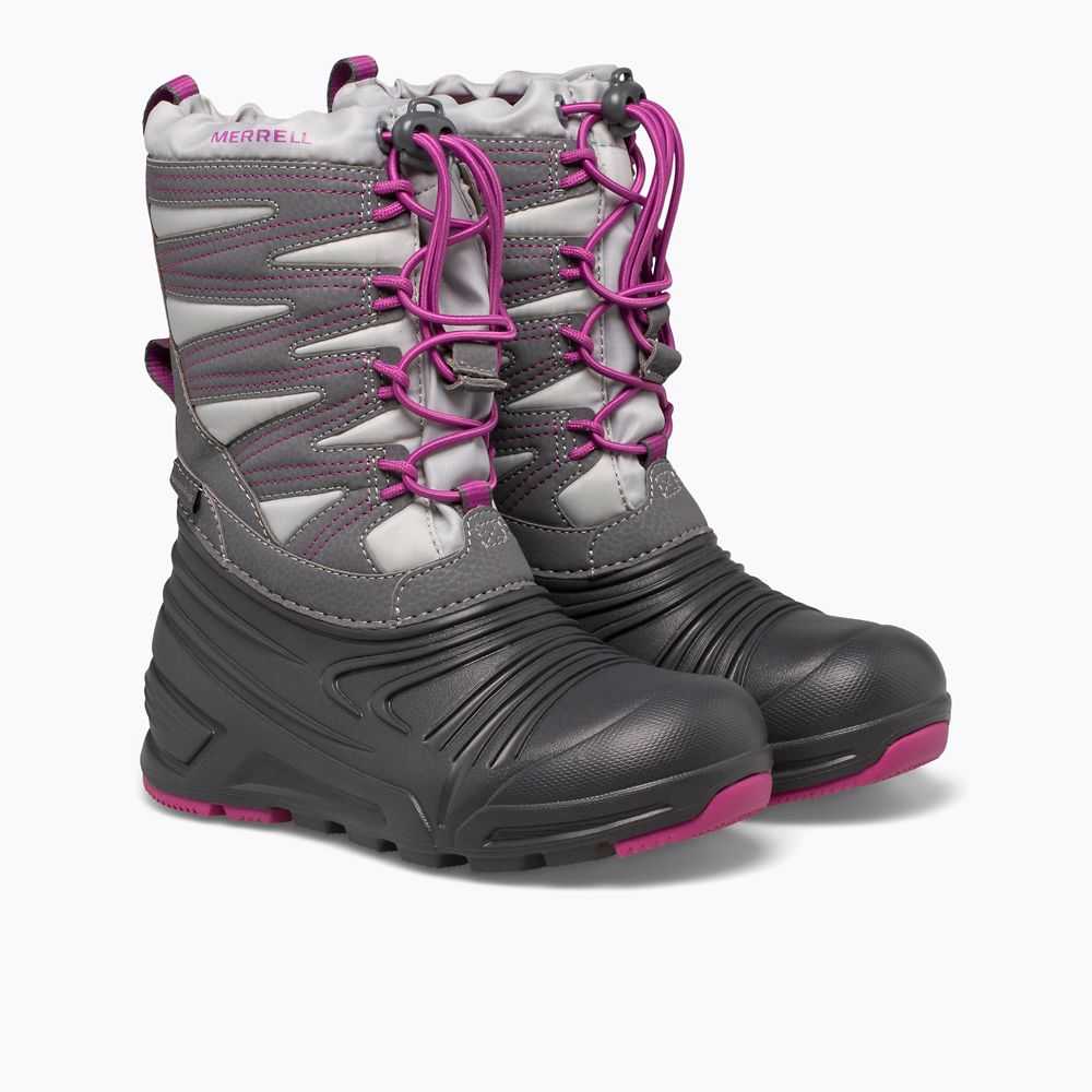 Boys' Merrell Snow Quest Lite 3.0 Snow Boots Grey/Fuchsia | Israel-208649