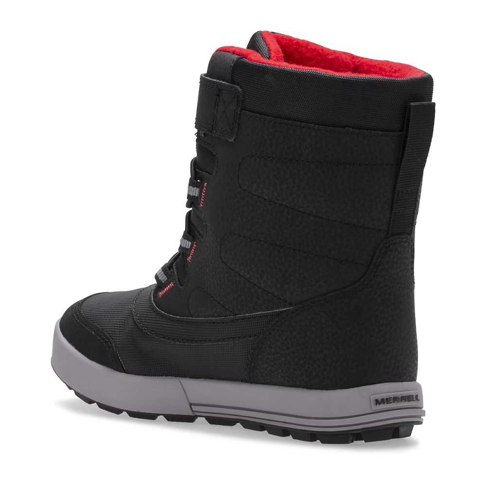 Boys' Merrell Snowstorm Snow Boots Black/Grey/Red | Israel-834190