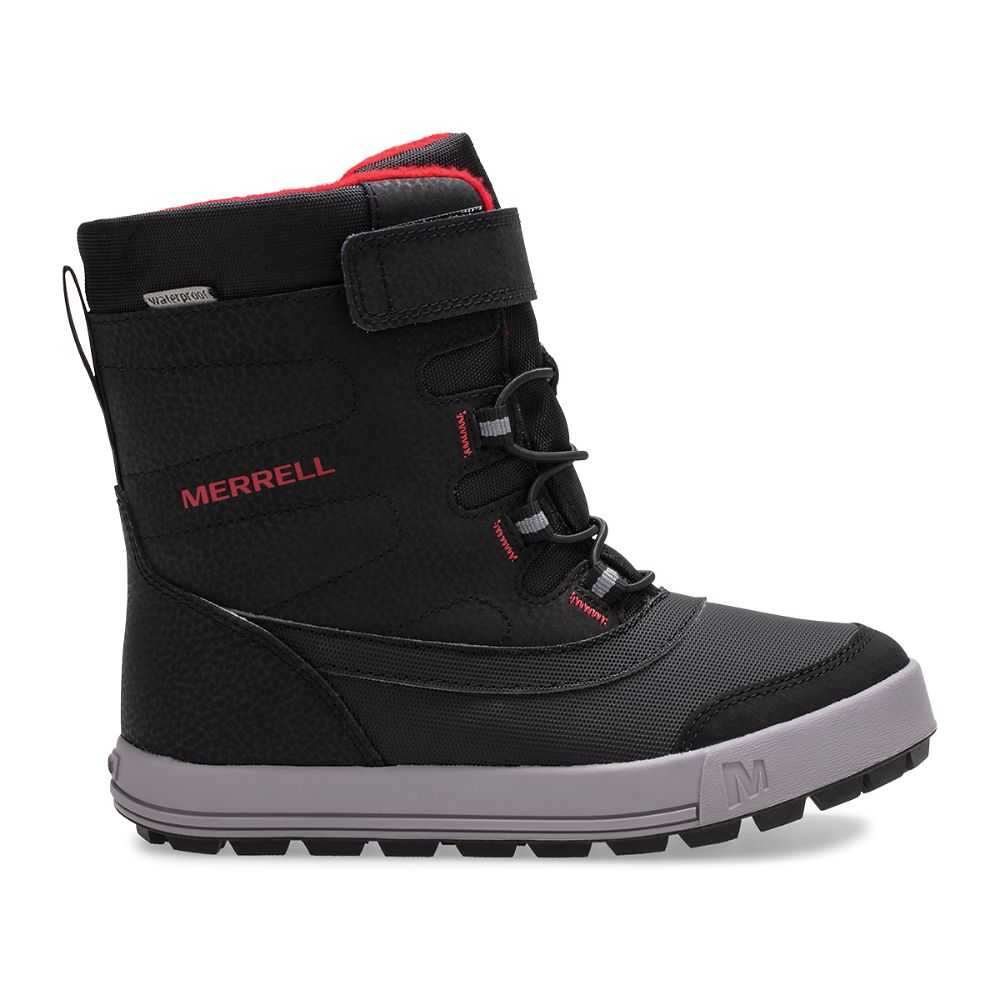 Boys\' Merrell Snowstorm Snow Boots Black/Grey/Red | Israel-834190