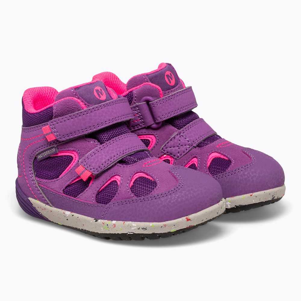 Girls' Merrell Bare Steps® Waterproof Boots Purple/Fuchsia | Israel-380427