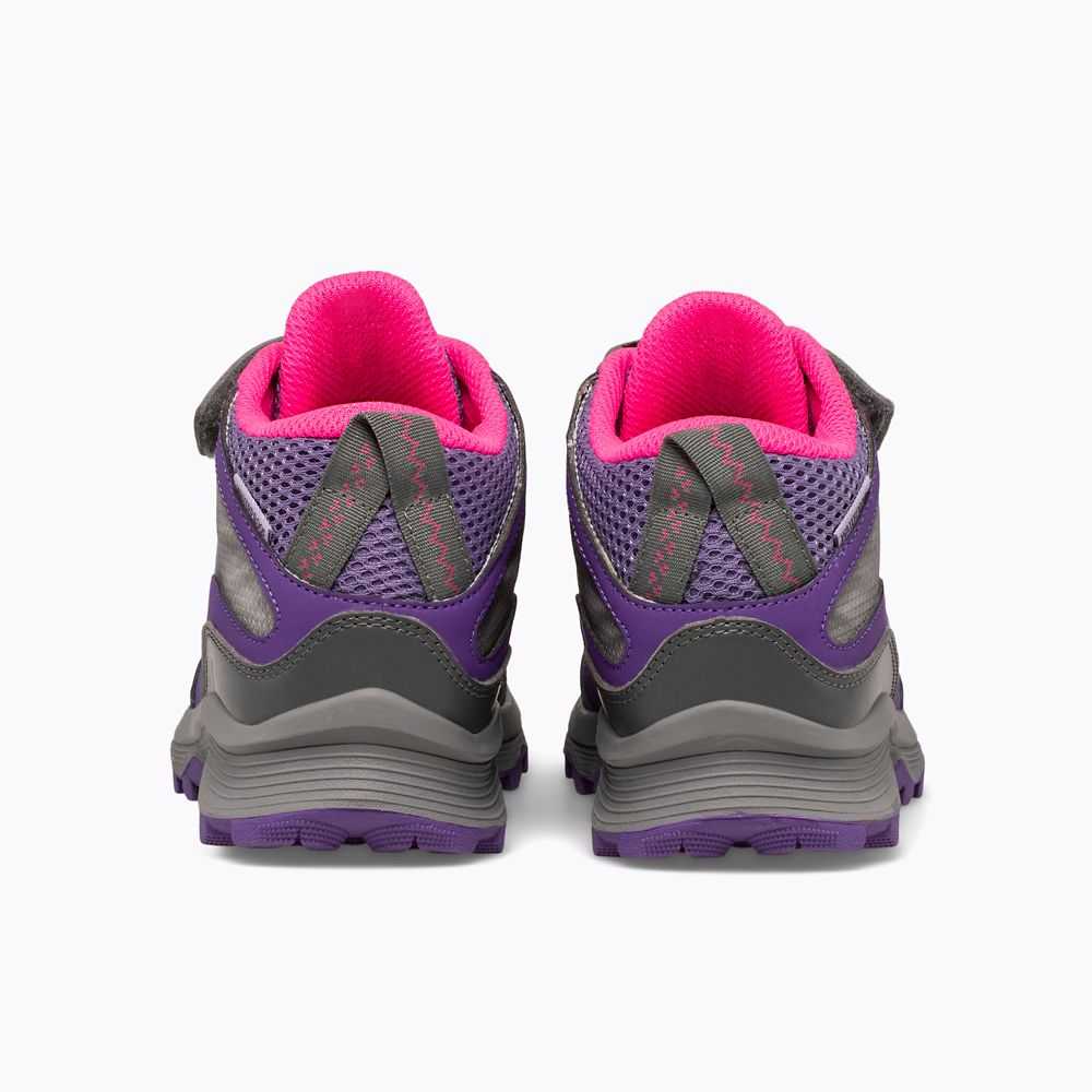 Girls' Merrell Moab Speed Mid A/C Waterproof Waterproof Boots Grey/Pink/Purple | Israel-701928