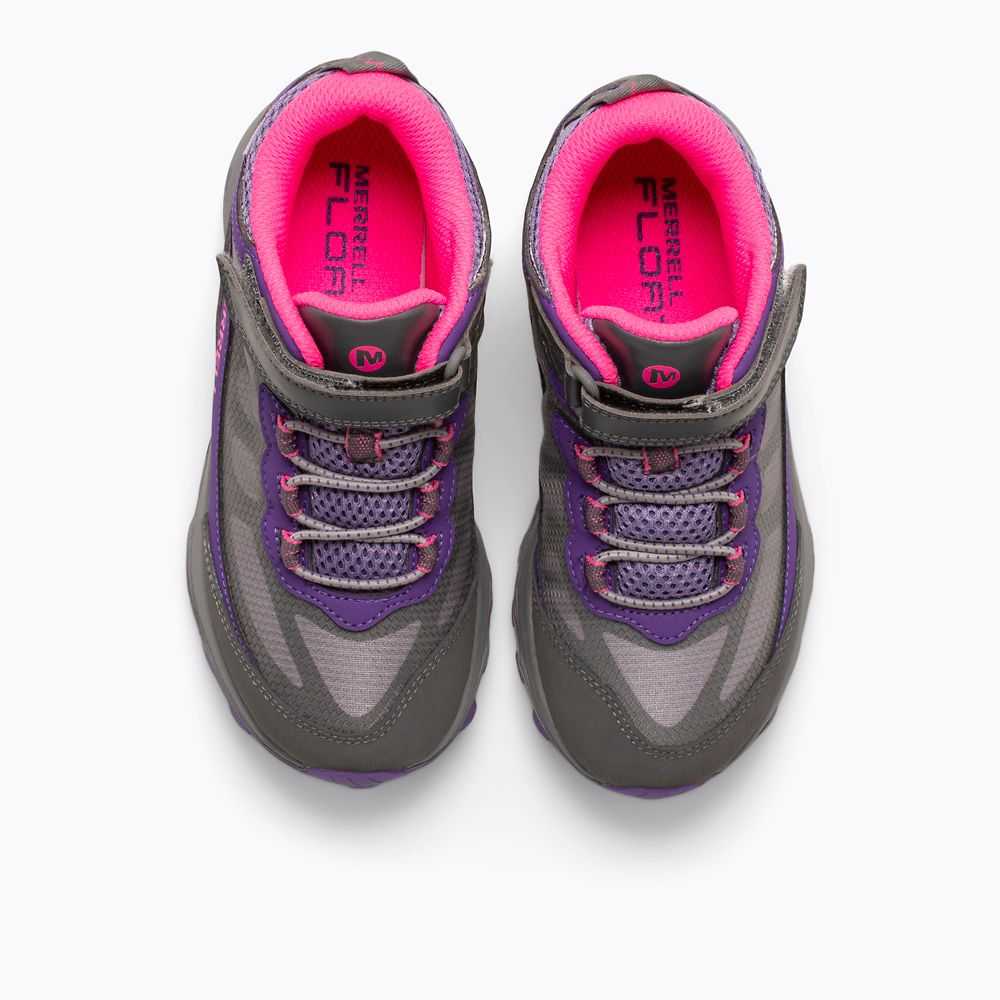 Girls' Merrell Moab Speed Mid A/C Waterproof Waterproof Boots Grey/Pink/Purple | Israel-701928