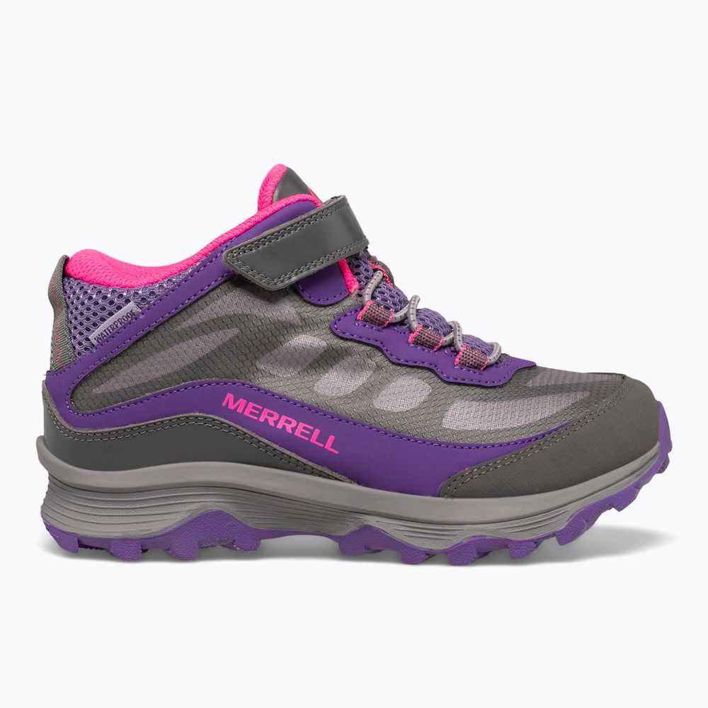 Girls\' Merrell Moab Speed Mid A/C Waterproof Waterproof Boots Grey/Pink/Purple | Israel-701928