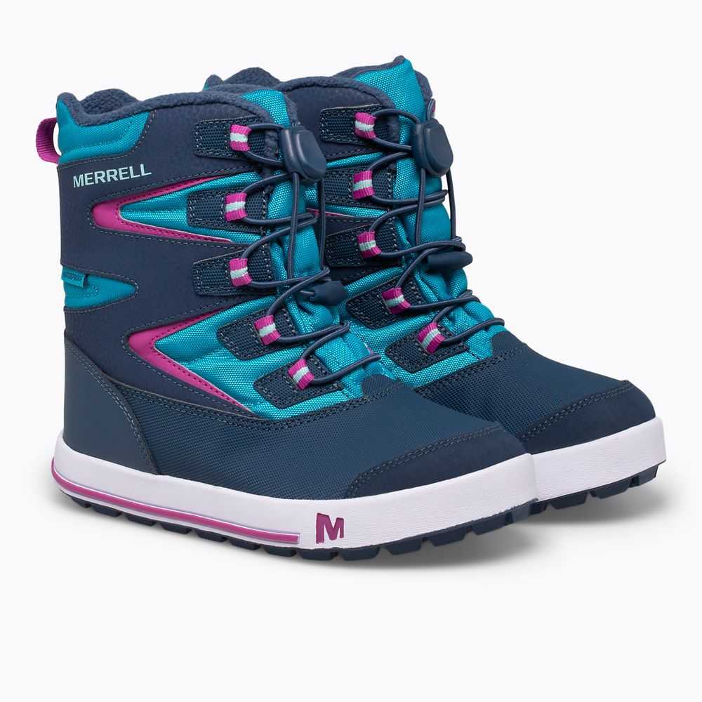 Girls' Merrell Snow Bank 3.0 Snow Boots Navy/Turquoise | Israel-326179