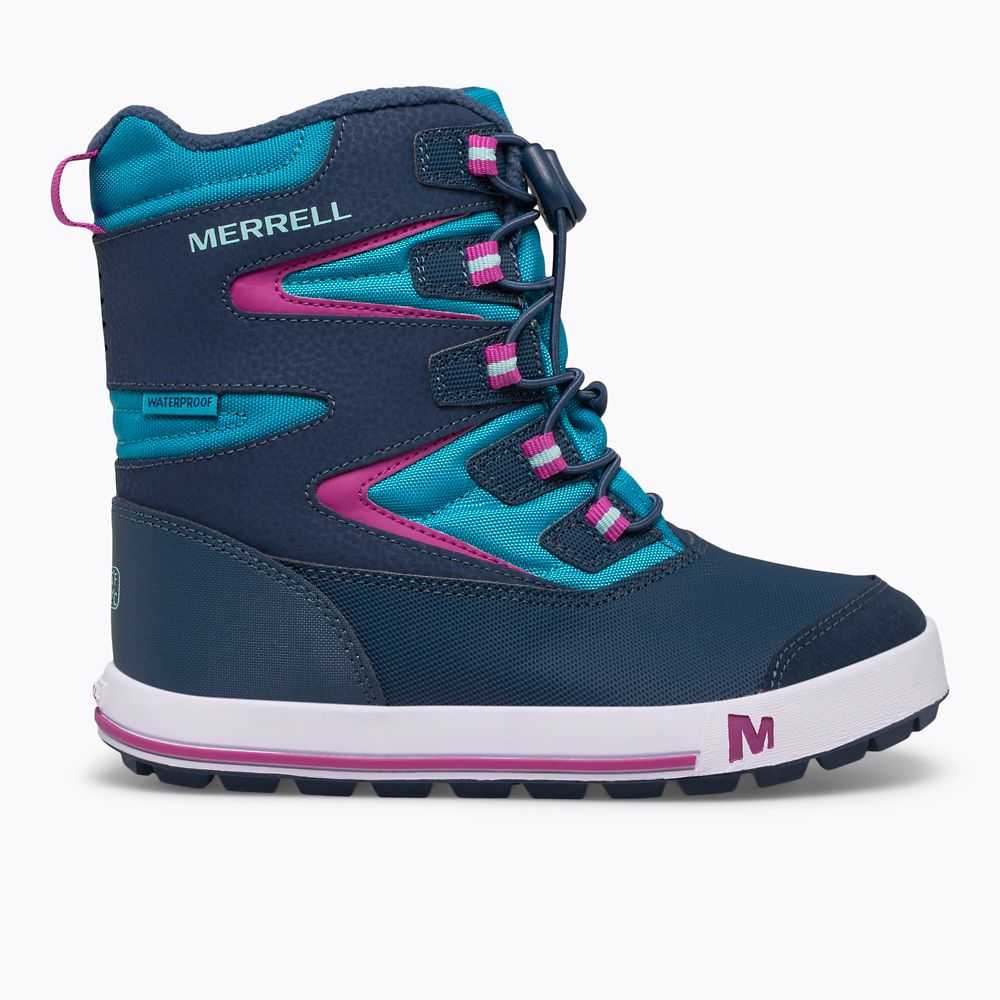 Girls\' Merrell Snow Bank 3.0 Snow Boots Navy/Turquoise | Israel-326179