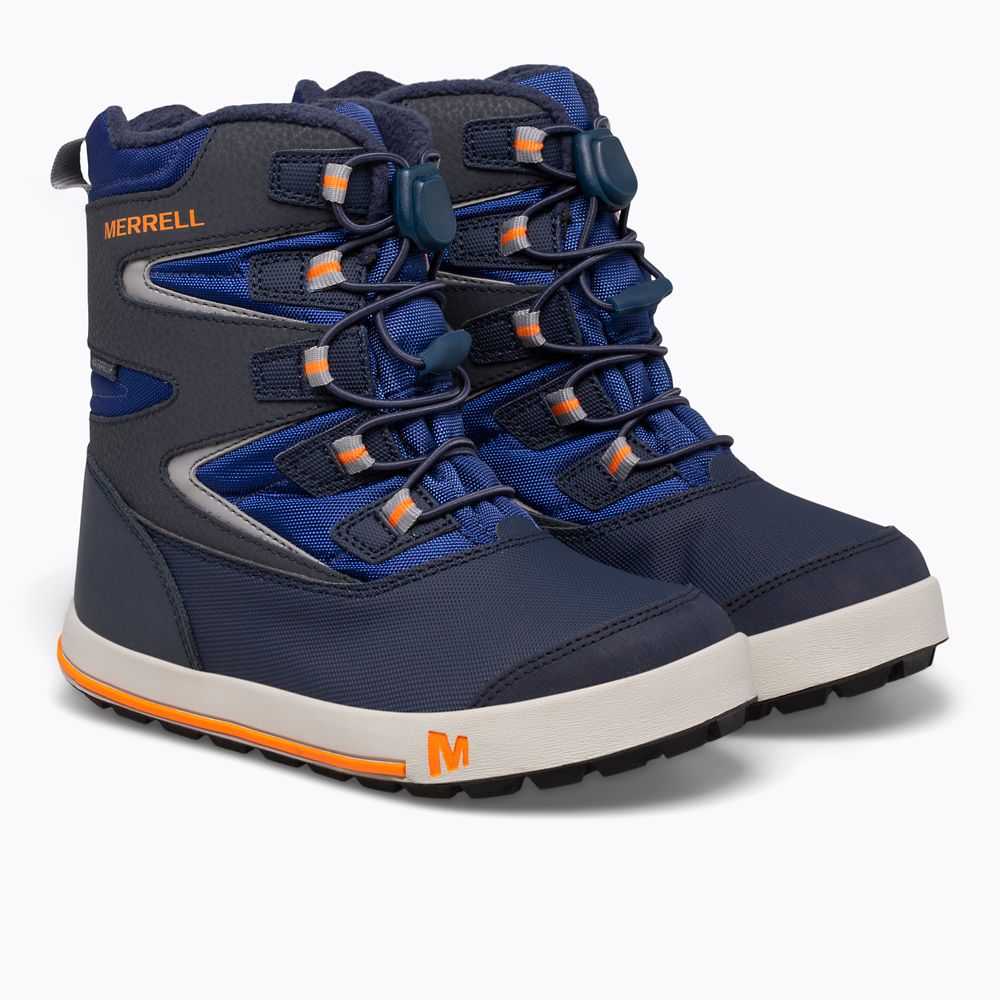 Girls' Merrell Snow Bank 3.0 Snow Boots Navy/ Orange | Israel-746082