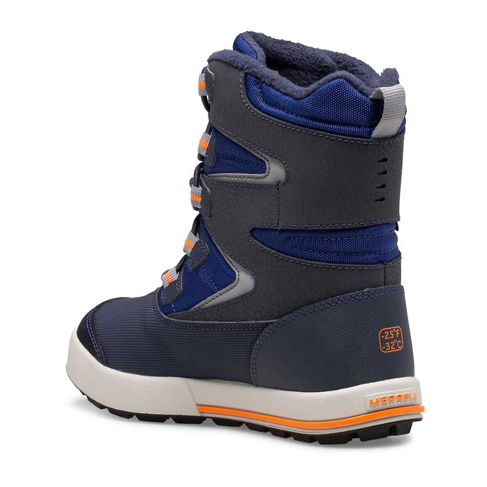 Girls' Merrell Snow Bank 3.0 Snow Boots Navy/ Orange | Israel-9687024