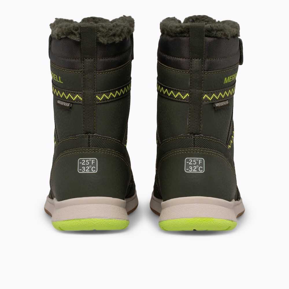 Girls' Merrell Snow Crush 2.0 Waterproof Boots Olive/Light Green | Israel-298417