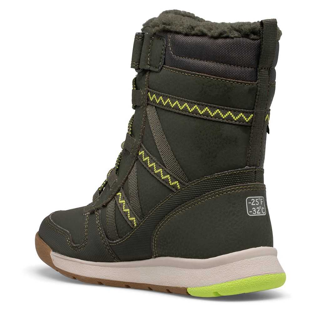 Girls' Merrell Snow Crush 2.0 Waterproof Boots Olive/Light Green | Israel-486310