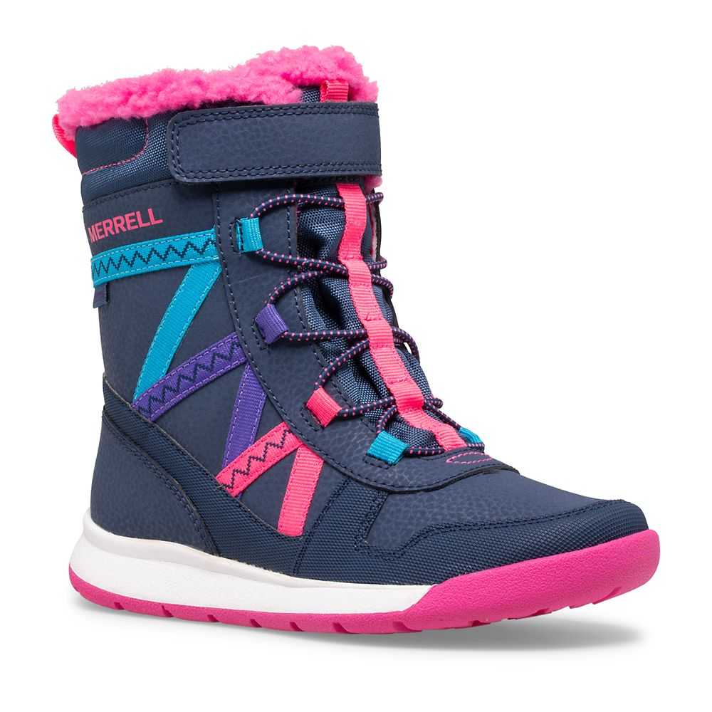 Girls' Merrell Snow Crush 2.0 Waterproof Boots Navy/Multicolor | Israel-690721