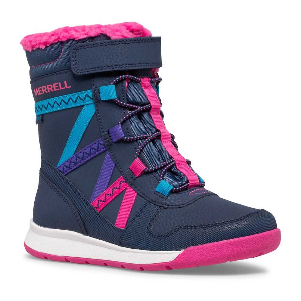 Girls' Merrell Snow Crush 2.0 Waterproof Boots Navy/Multicolor | Israel-690721