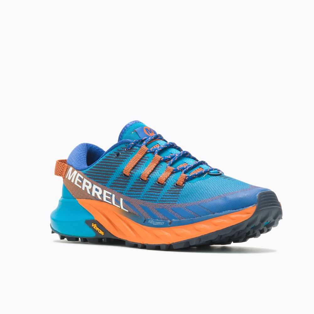 Men's Merrell Agility Peak 4 Walking Shoes Azure/Orange | Israel-6278149