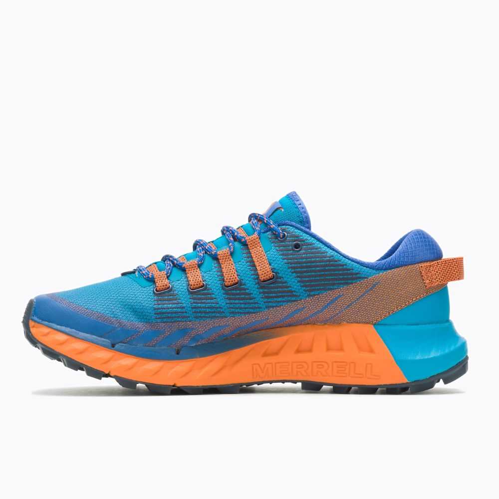 Men's Merrell Agility Peak 4 Walking Shoes Azure/Orange | Israel-6278149