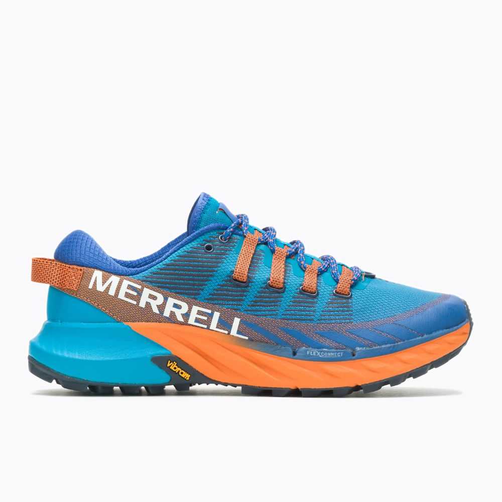 Men\'s Merrell Agility Peak 4 Walking Shoes Azure/Orange | Israel-6278149