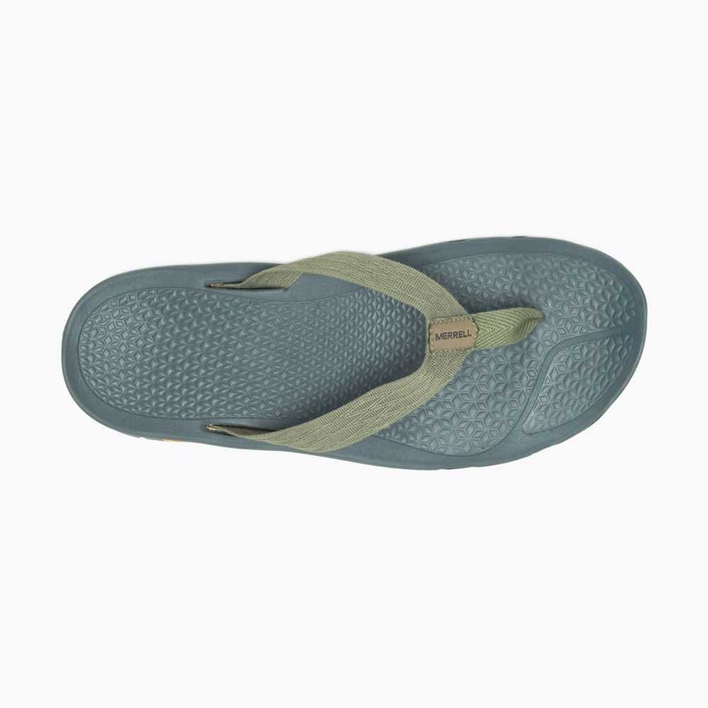 Men's Merrell Breakwater Flip Flops Dark Green | Israel-190673