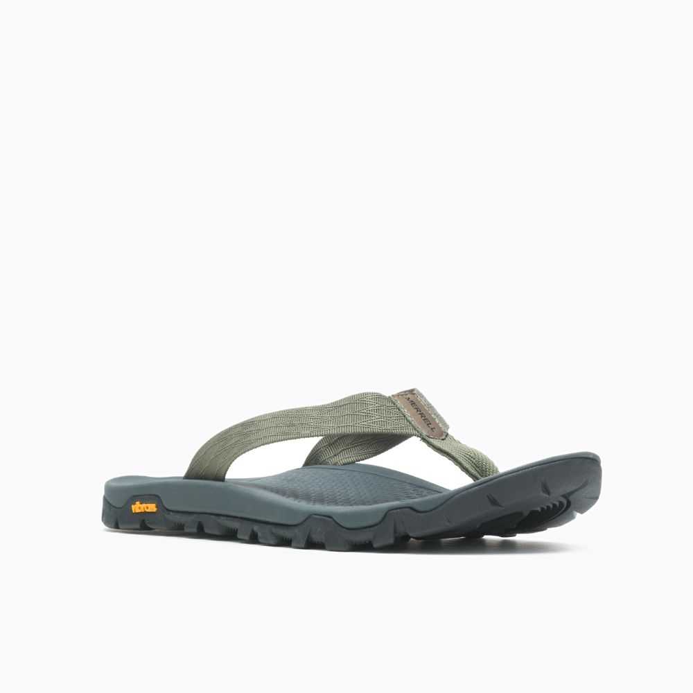 Men's Merrell Breakwater Flip Flops Dark Green | Israel-190673