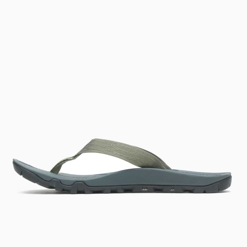 Men's Merrell Breakwater Flip Flops Dark Green | Israel-190673