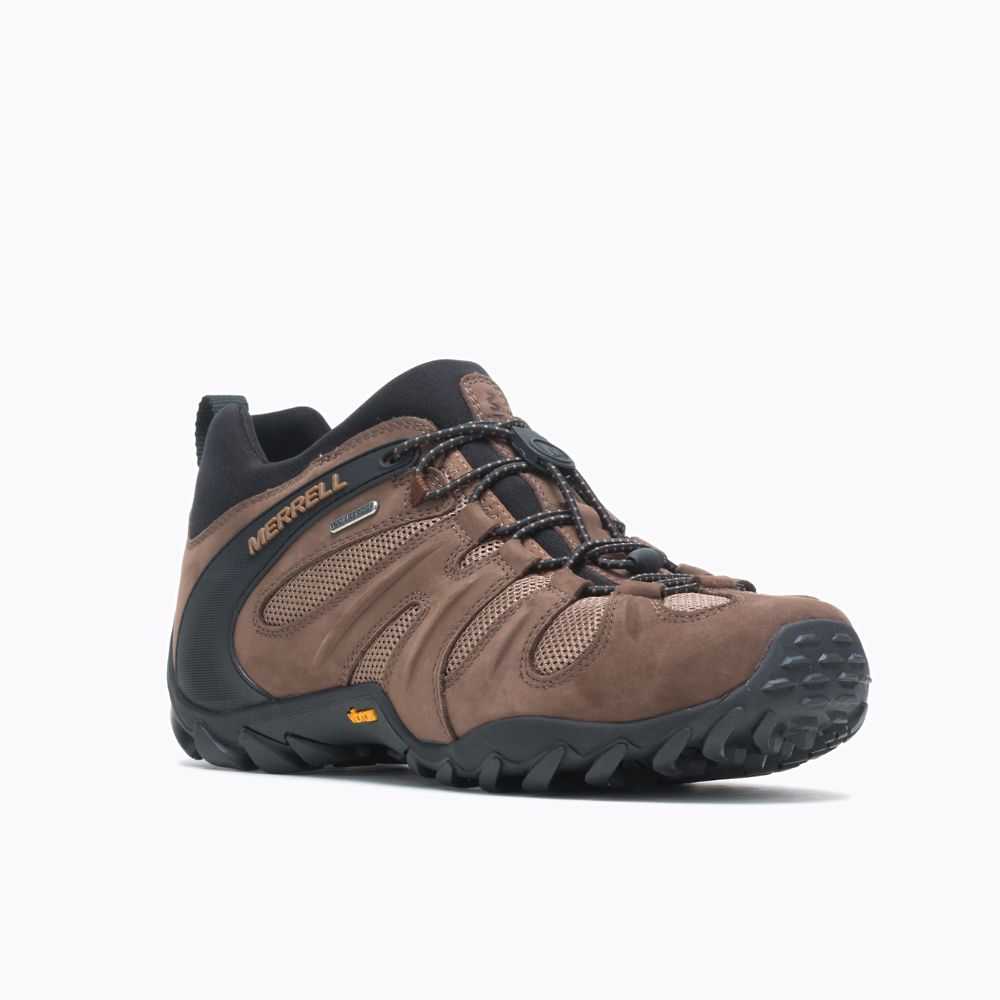 Men's Merrell Chameleon 8 Stretch Waterproof Hiking Shoes Brown | Israel-270614