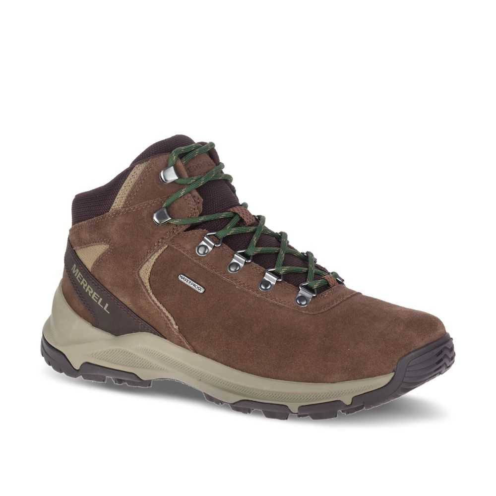 Men's Merrell Erie Mid Waterproof Wide Width Hiking Boots Brown | Israel-1934278