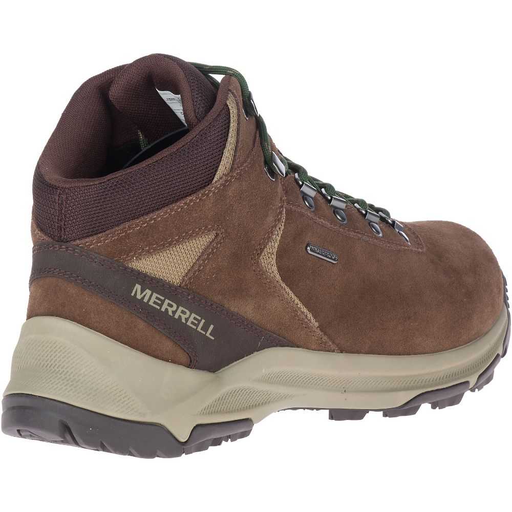 Men's Merrell Erie Mid Waterproof Wide Width Hiking Boots Brown | Israel-1934278