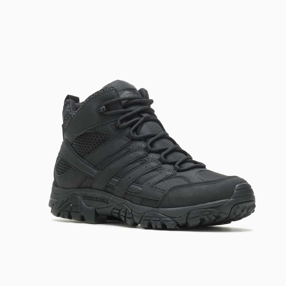 Men's Merrell Moab 2 Mid Tactical Response Waterproof Tactical Boots Black | Israel-068479