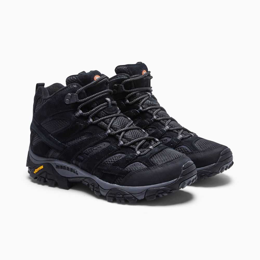 Men's Merrell Moab 2 Mid Ventilator Hiking Boots Black | Israel-764318