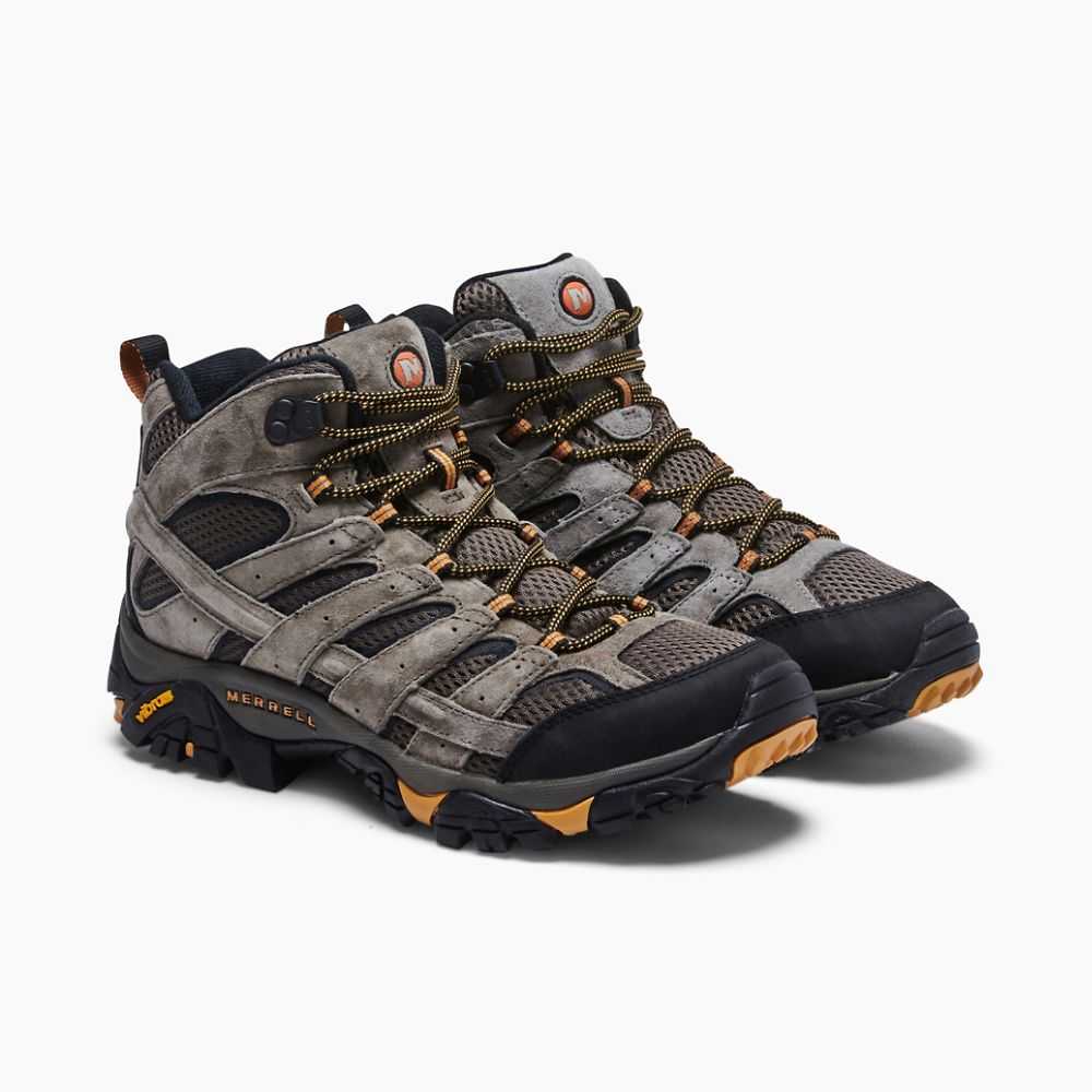 Men's Merrell Moab 2 Mid Ventilator Hiking Boots Dark Grey/Light Brown | Israel-849362