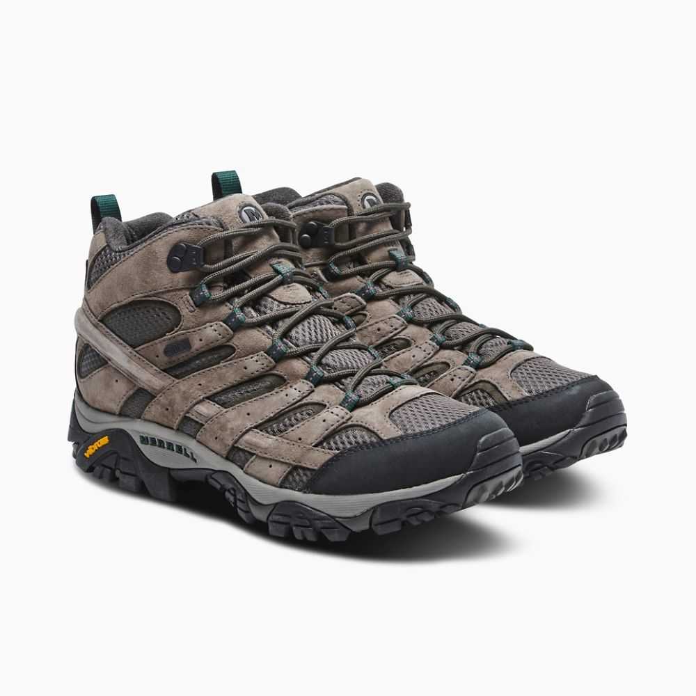 Men's Merrell Moab 2 Mid Waterproof Wide Width Hiking Boots Brown | Israel-046329