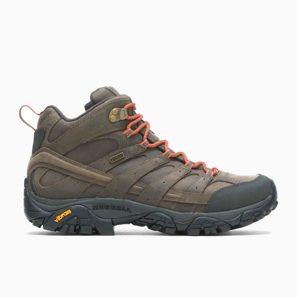 Men\'s Merrell Moab 2 Prime Mid Waterproof Wide Width Hiking Boots Brown | Israel-243870