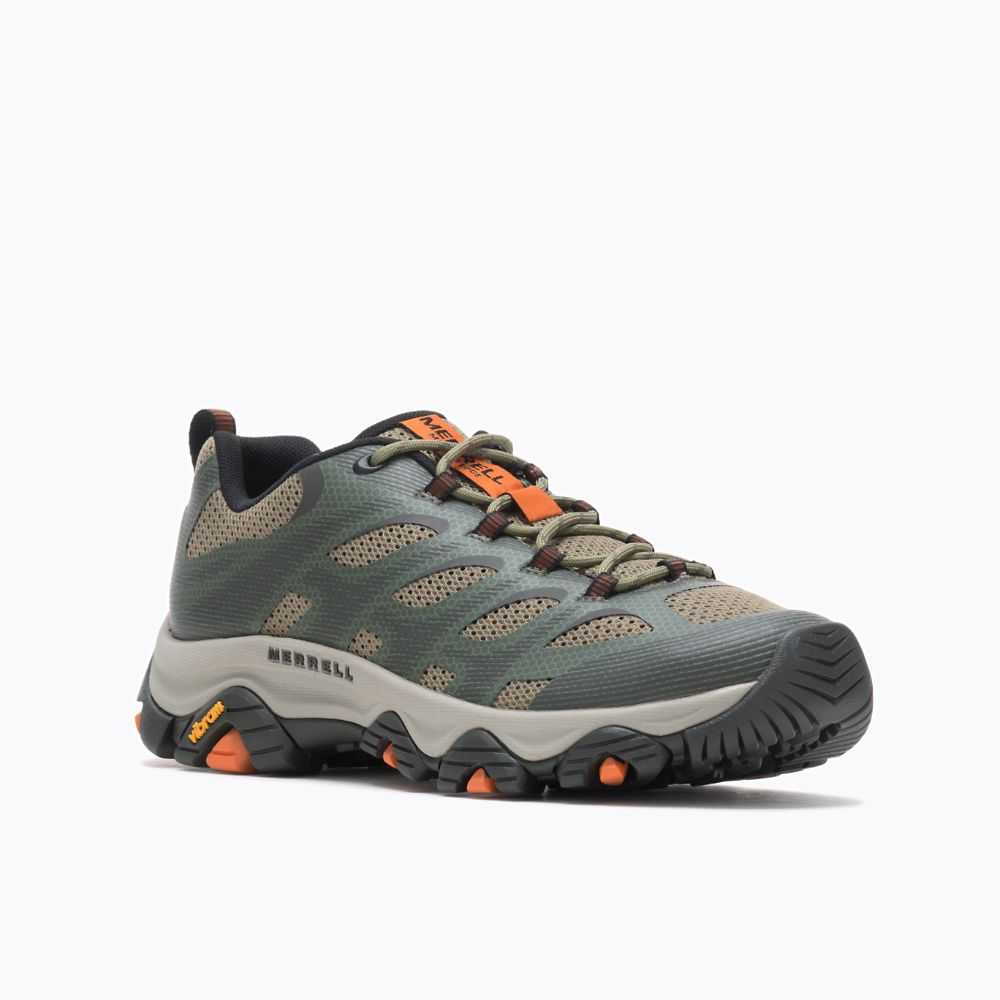 Men's Merrell Moab 3 Edge Hiking Shoes Dark Green | Israel-760913