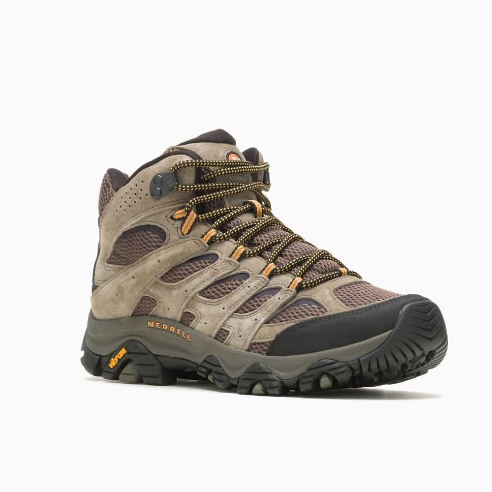 Men's Merrell Moab 3 Mid Hiking Boots Dark Grey/Light Brown | Israel-601437