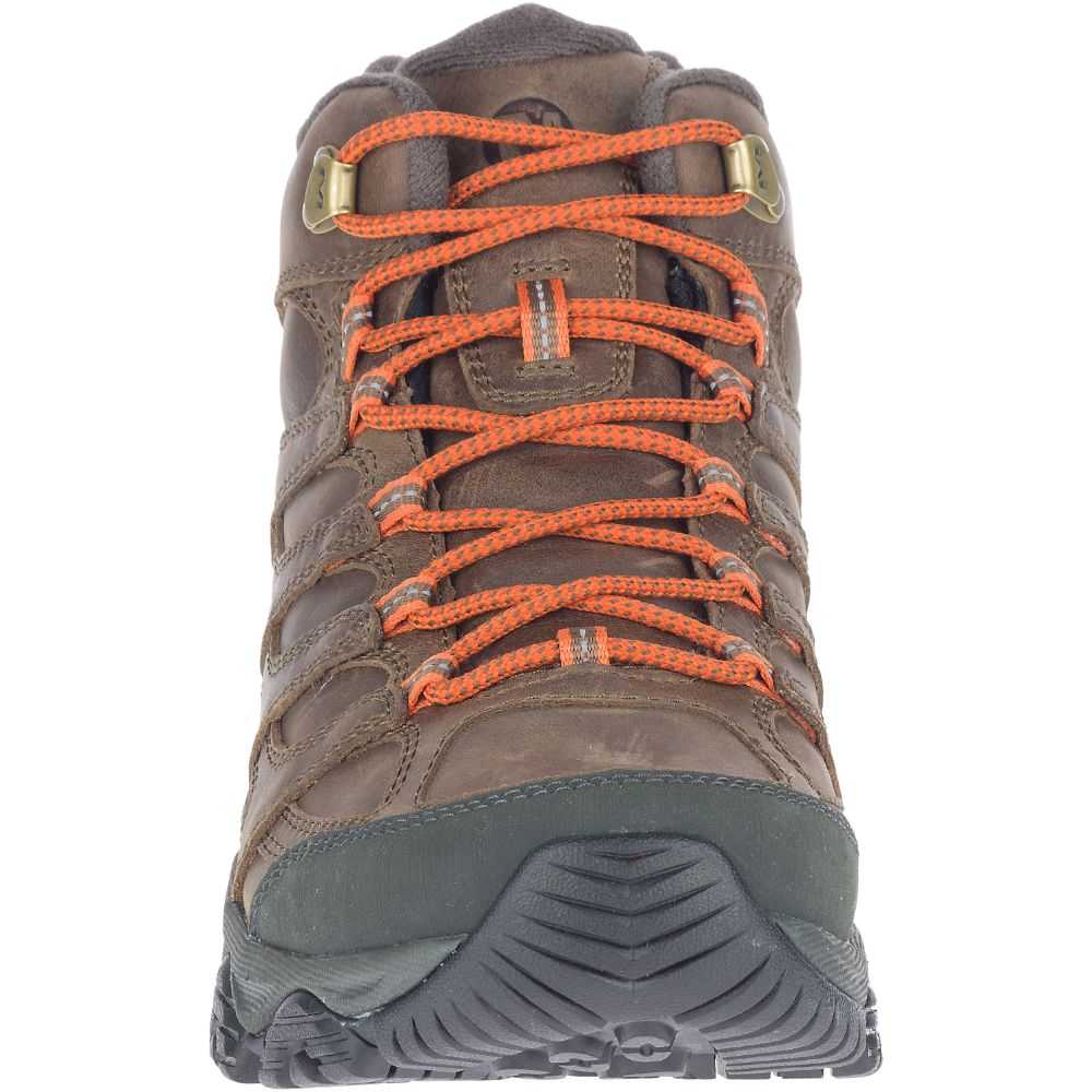 Men's Merrell Moab 3 Prime Mid Waterproof Wide Width Hiking Boots Brown | Israel-079642