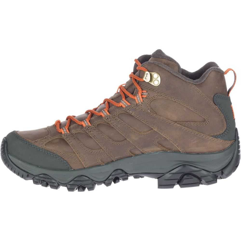 Men's Merrell Moab 3 Prime Mid Waterproof Wide Width Hiking Boots Brown | Israel-079642