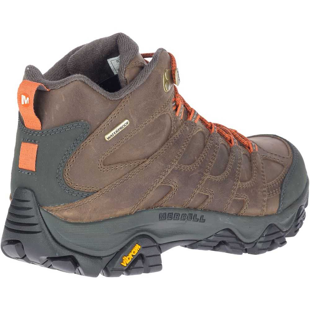 Men's Merrell Moab 3 Prime Mid Waterproof Wide Width Hiking Boots Brown | Israel-079642