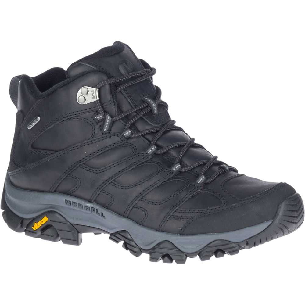 Men's Merrell Moab 3 Prime Mid Waterproof Hiking Boots Black | Israel-617920