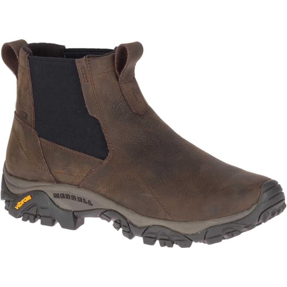 Men's Merrell Moab Adventure Chelsea Polar Waterproof Wide Width Winter Boots Brown | Israel-8063174