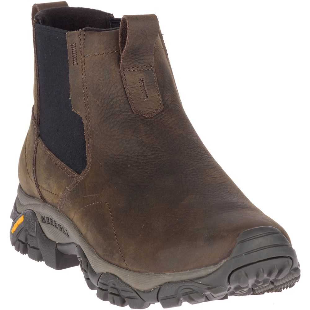 Men's Merrell Moab Adventure Chelsea Polar Waterproof Wide Width Winter Boots Brown | Israel-8063174